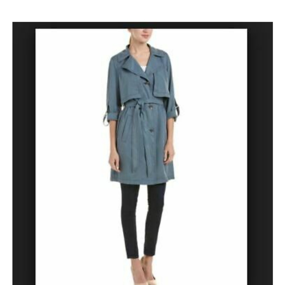 7 For All Mankind Blue Gunflap Trench Jacket SZ S